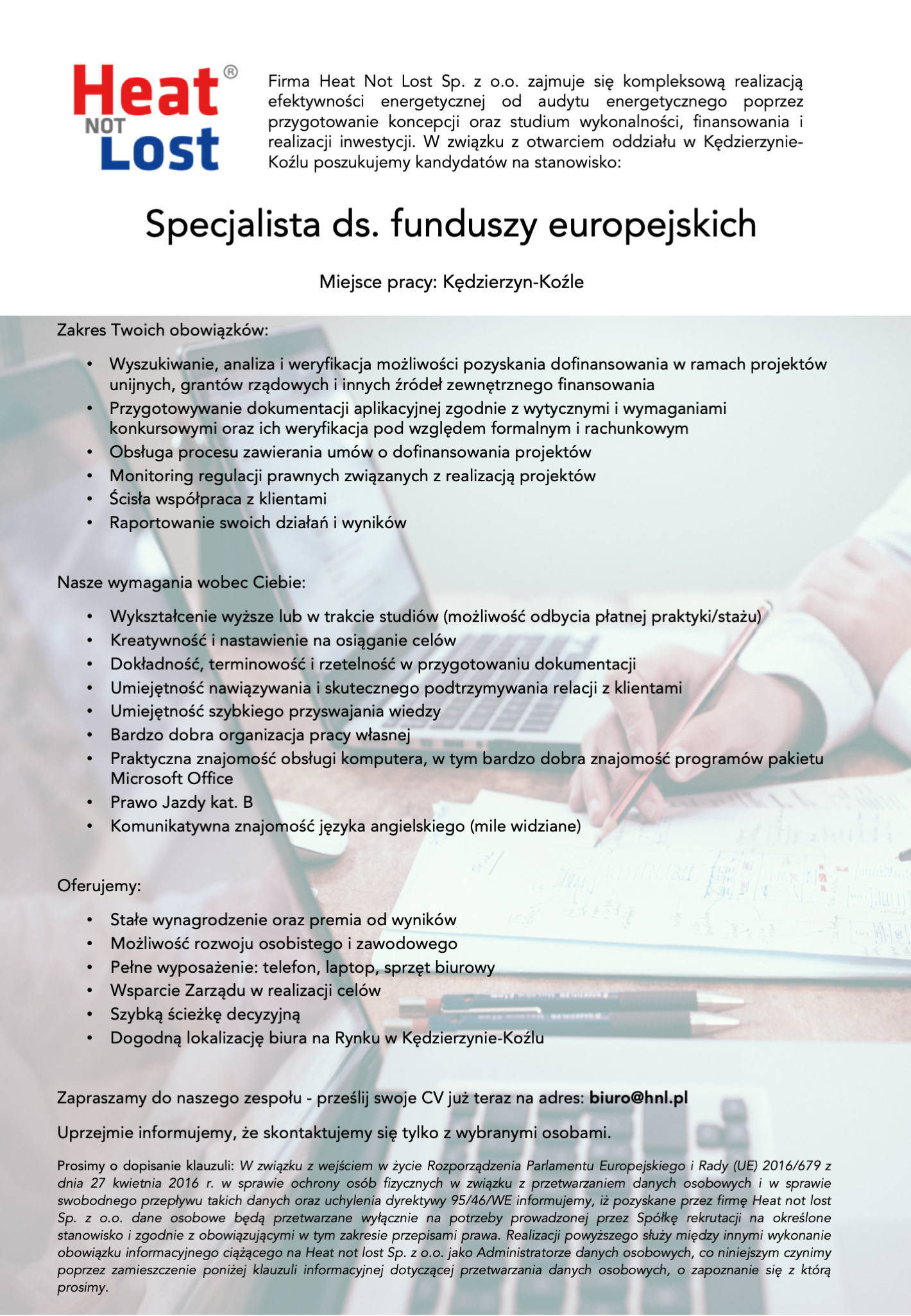 Praca - specjalista ds funduszy europejskich